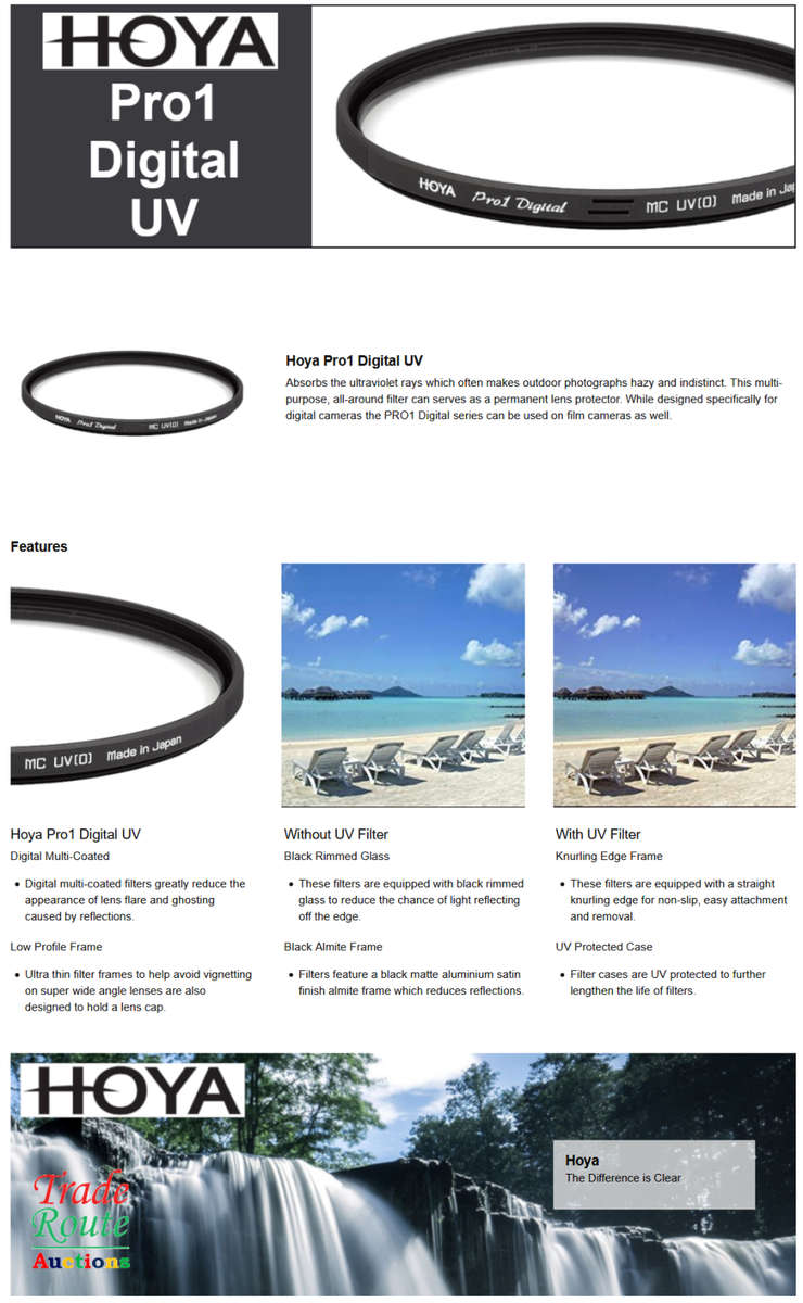 Hoya 55mm Ultraviolet (UV) Multi-Coated Glass Pro 1 Digital Filter